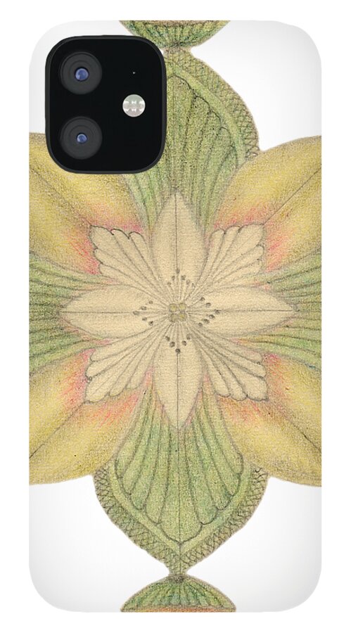 J iPhone 12 Case featuring the drawing Ouroboros ja113 by Dar Freeland