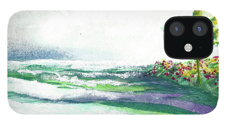 Beach iPhone 12 Case featuring the painting Palm Beach by Francelle Theriot