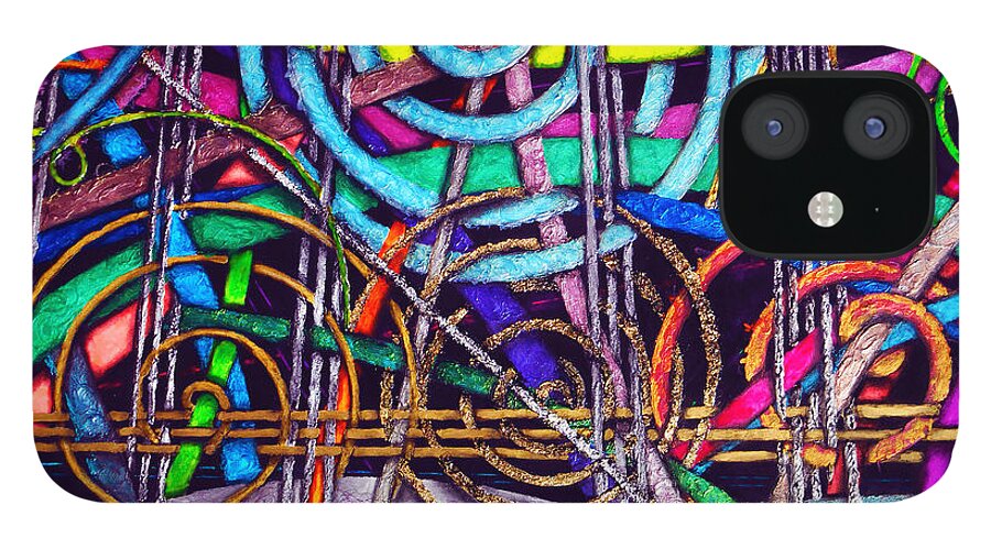 Abstract iPhone 12 Case featuring the painting Particle Track Forty by Scott Wallin
