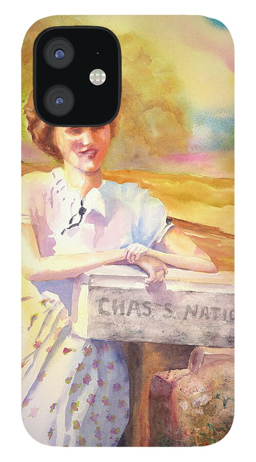 Tara Moorman Watercolors iPhone 12 Case featuring the painting Patty Waiting for Richard by Tara Moorman