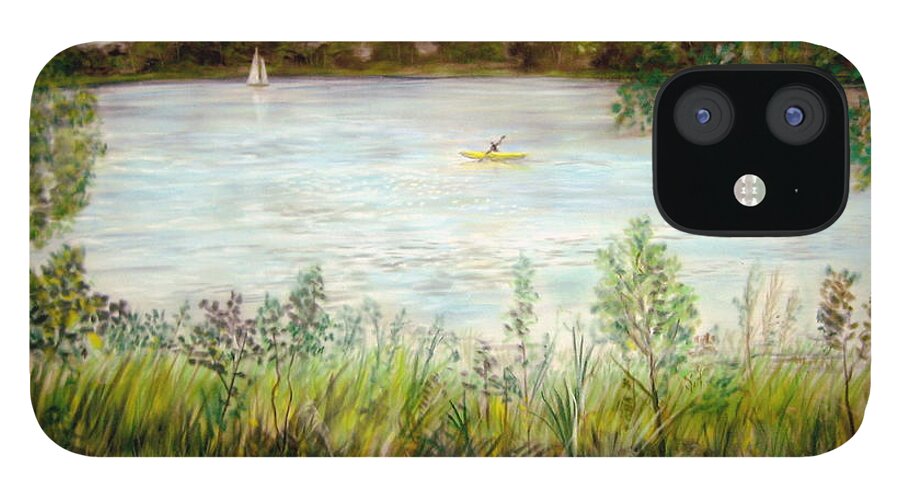 Paynes Prairie iPhone 12 Case featuring the pastel Paynes Prairie Lake by Larry Whitler