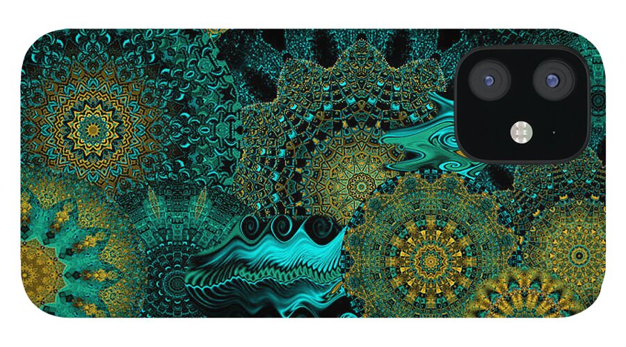 Kaleidoscope iPhone 12 Case featuring the digital art Peacock Fantasia by Charmaine Zoe