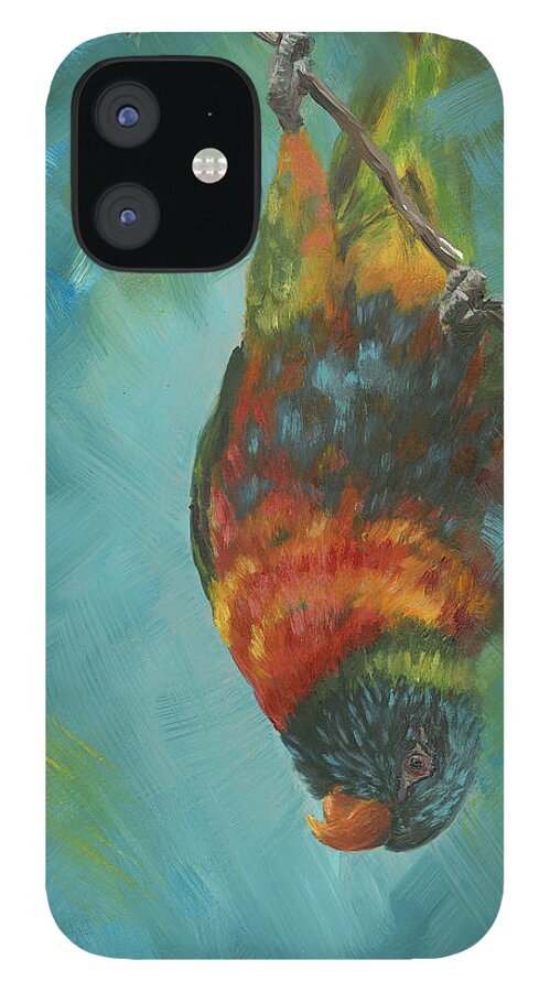 Bird iPhone 12 Case featuring the painting Peek-a-Boo by Kirsty Rebecca