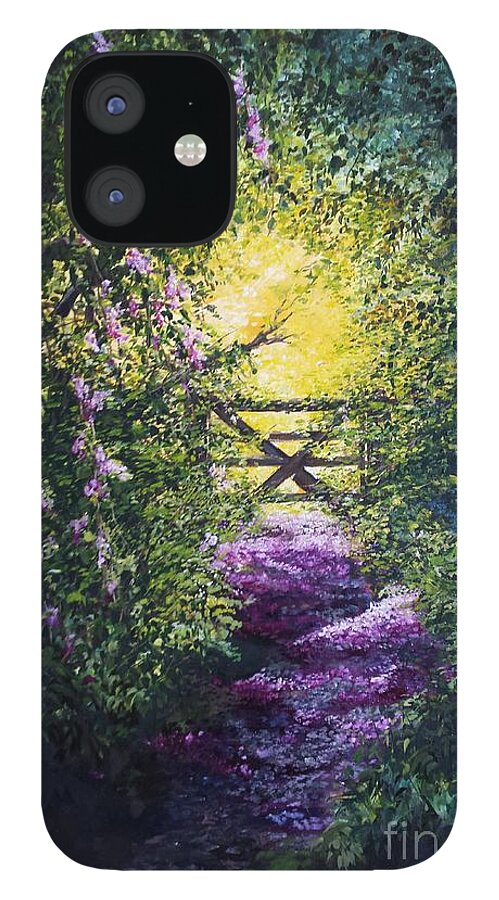 Inspirational iPhone 12 Case featuring the painting Petal strewn pathway, into the light by Lizzy Forrester