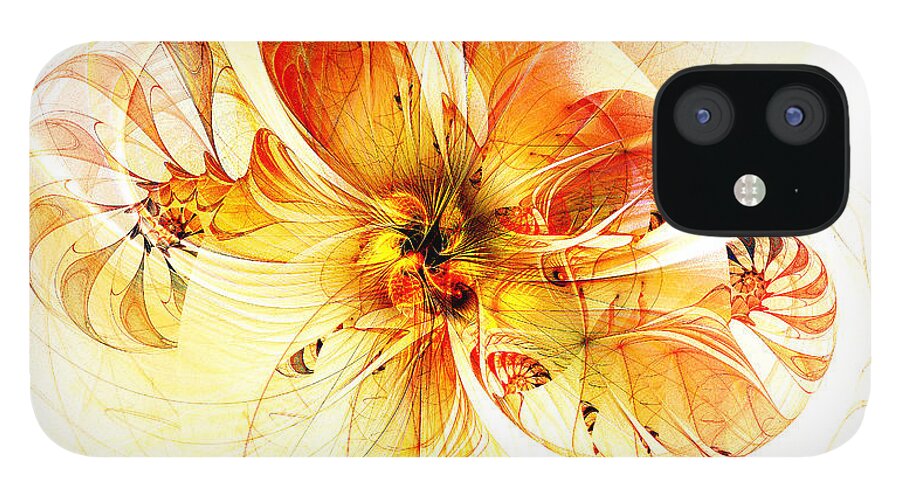 Digital Art iPhone 12 Case featuring the digital art Petals of Gold by Amanda Moore