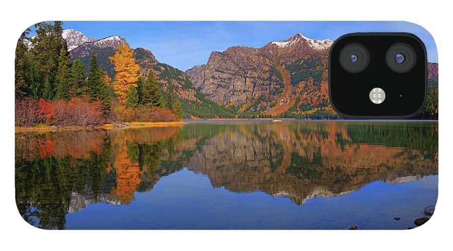 Phelps Lake iPhone 12 Case featuring the photograph Phelps Lake Panoramic Reflections by Greg Norrell