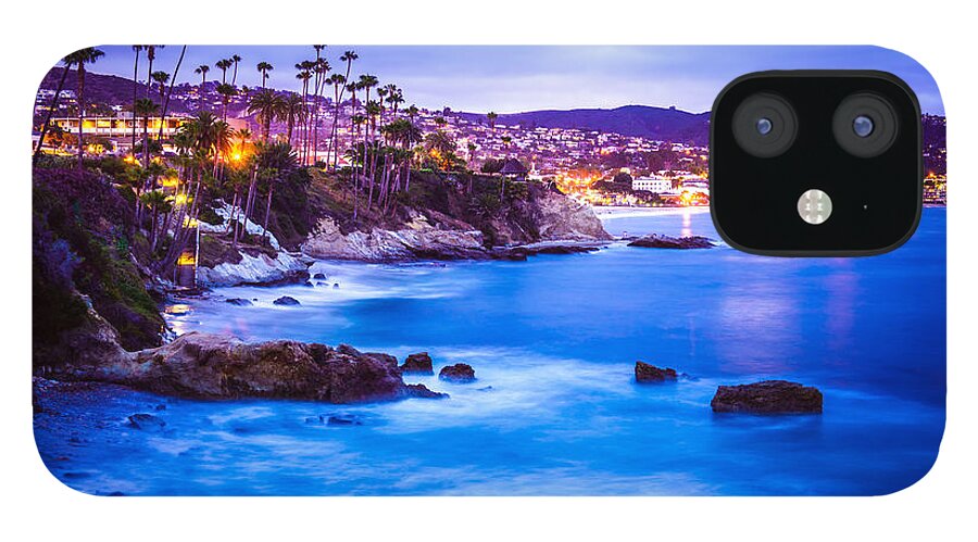 America iPhone 12 Case featuring the photograph Picture of Laguna Beach California City at Night by Paul Velgos