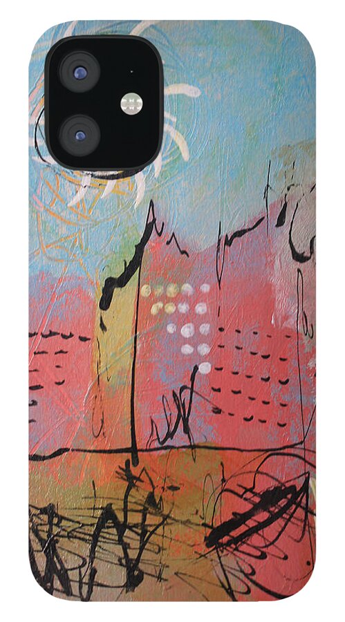 Gold iPhone 12 Case featuring the painting Pink City by April Burton