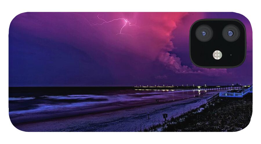 Surf City iPhone 12 Case featuring the photograph Pink Lightning by DJA Images