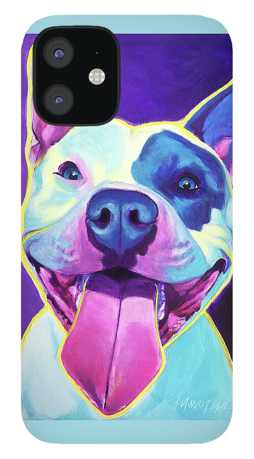 Pit Bull iPhone 12 Case featuring the painting Pit Bull - Big Louie by Dawg Painter