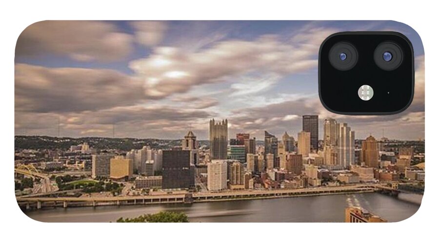 Bridge iPhone 12 Case featuring the photograph Pittsburgh Long Exposure Skyline. The by David Haskett II