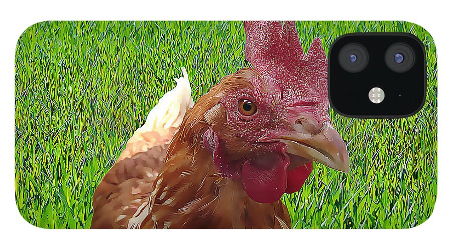 Chicken iPhone 12 Case featuring the painting Play Chicken by Harry Warrick