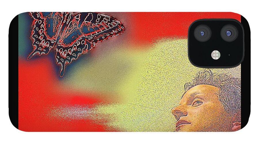 Butterfly iPhone 12 Case featuring the digital art Pondering Wings by Andy Rhodes