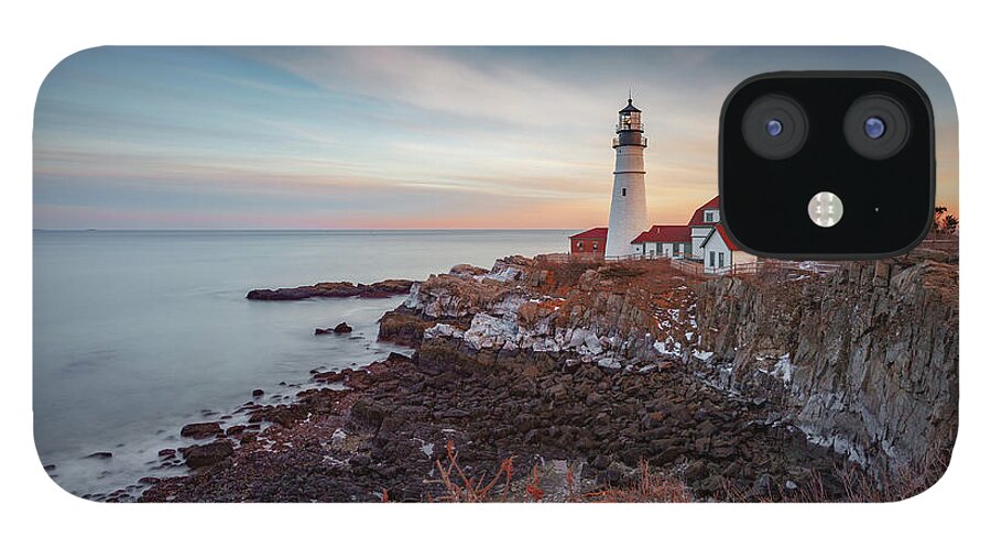 Portland Maine Lighthouse Cape Ocean Atlantic Casco Bay iPhone 12 Case featuring the photograph Portland Headlight by David Hufstader