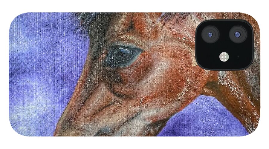 Horse iPhone 12 Case featuring the painting Portrait of a Pony by Abbie Shores