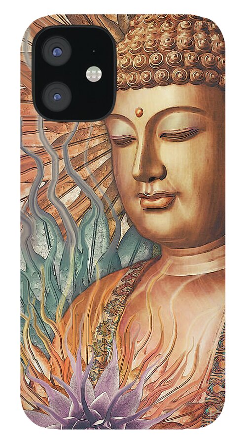 Buddha iPhone 12 Case featuring the digital art Proliferation of Peace - Buddha Art by Christopher Beikmann by Christopher Beikmann