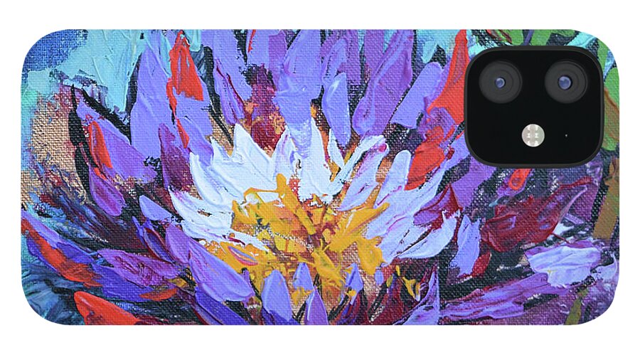 Flowers iPhone 12 Case featuring the painting Purple Lotus by Jyotika Shroff