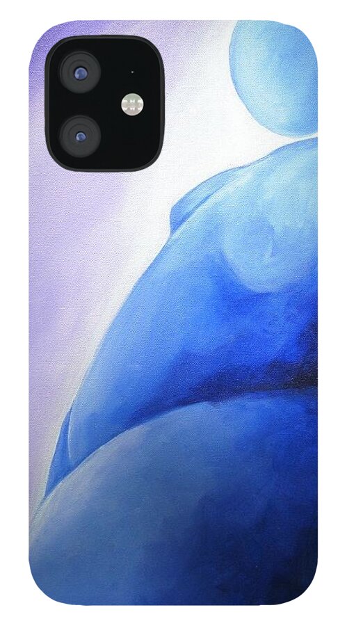 Blue iPhone 12 Case featuring the painting Quiet by Jennifer Hannigan-Green
