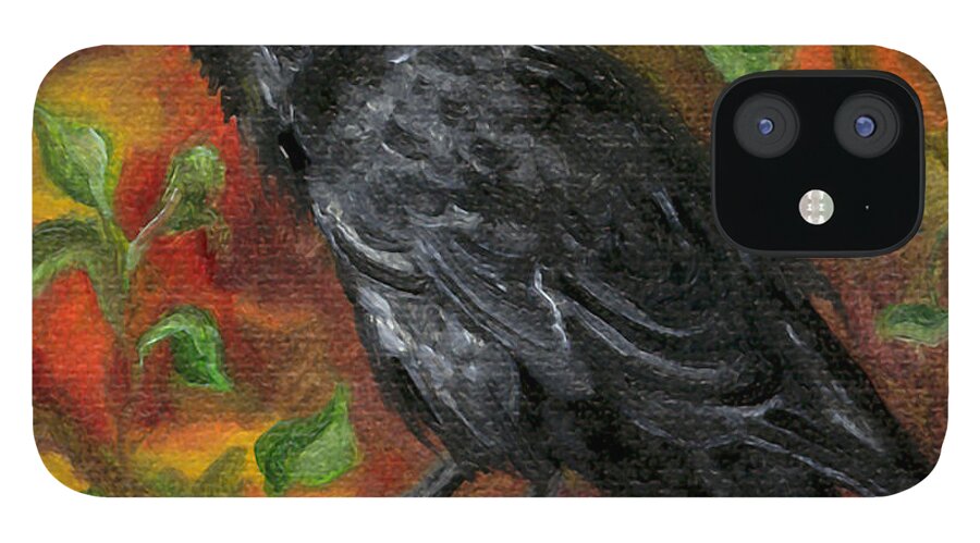 Autumn iPhone 12 Case featuring the painting Raven in Autumn by FT McKinstry