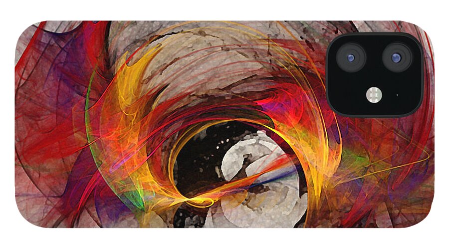 Abstract iPhone 12 Case featuring the digital art Reaction Abstract Art by Karin Kuhlmann
