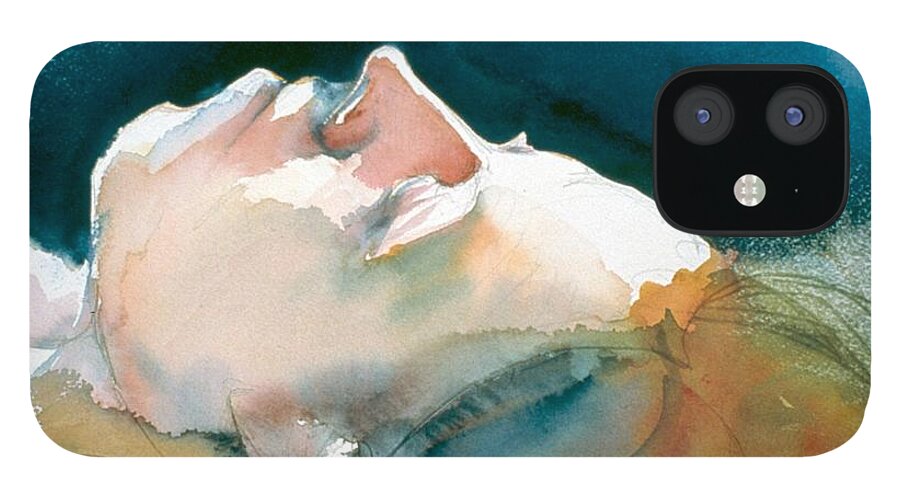 Headshot iPhone 12 Case featuring the painting Reclining Head Study by Barbara Pease