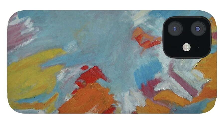Abstract iPhone 12 Case featuring the painting Red Bird by Stan Chraminski