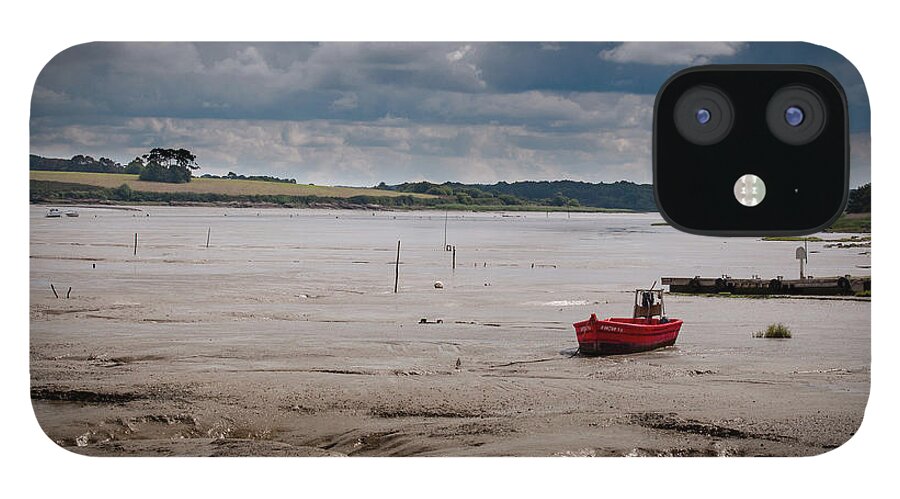 Boat iPhone 12 Case featuring the photograph Red Boat on the Mud by Geoff Smith