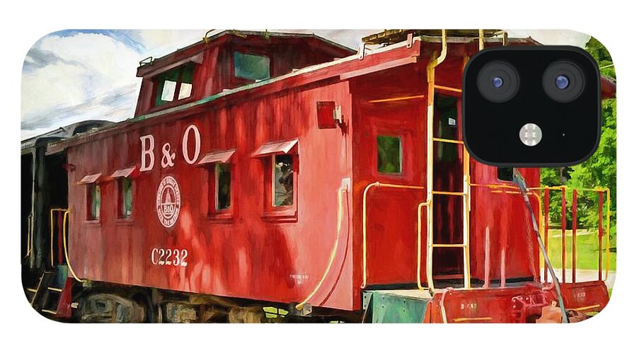 Red Caboose iPhone 12 Case featuring the photograph Red Caboose by Mel Steinhauer