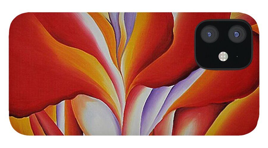 Red iPhone 12 Case featuring the painting Red Canna by Georgia OKeefe