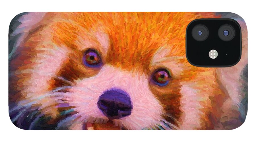 Red Panda Cub iPhone 12 Case featuring the digital art Red Panda Cub by Caito Junqueira
