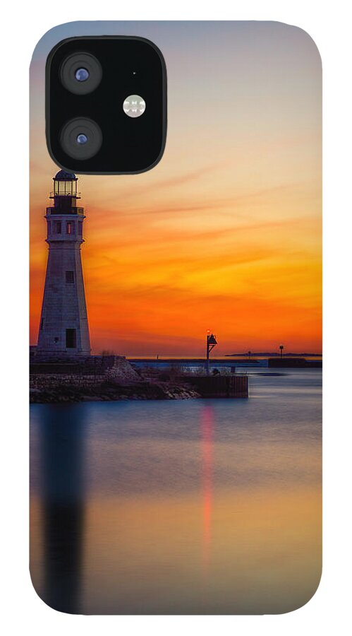 Buffalo Lighthouse iPhone 12 Case featuring the photograph Red Skies at Night by Chris Bordeleau