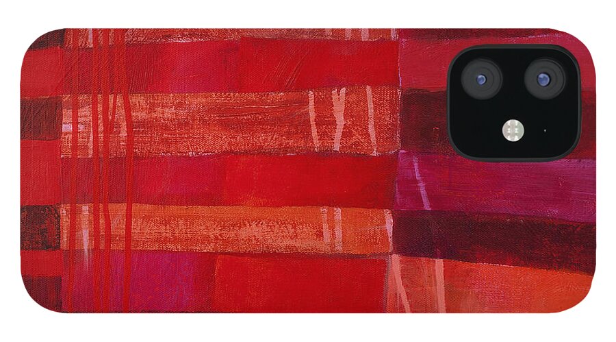 Abstract Art iPhone 12 Case featuring the painting Red Stripes 2 by Jane Davies