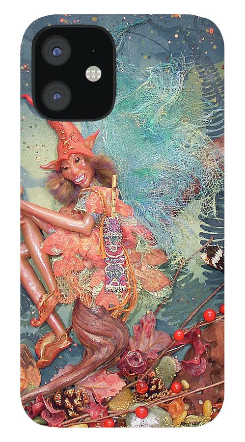 Redwood Fairy Art Doll iPhone 12 Case featuring the sculpture Redwood Fairy by Judy Henninger
