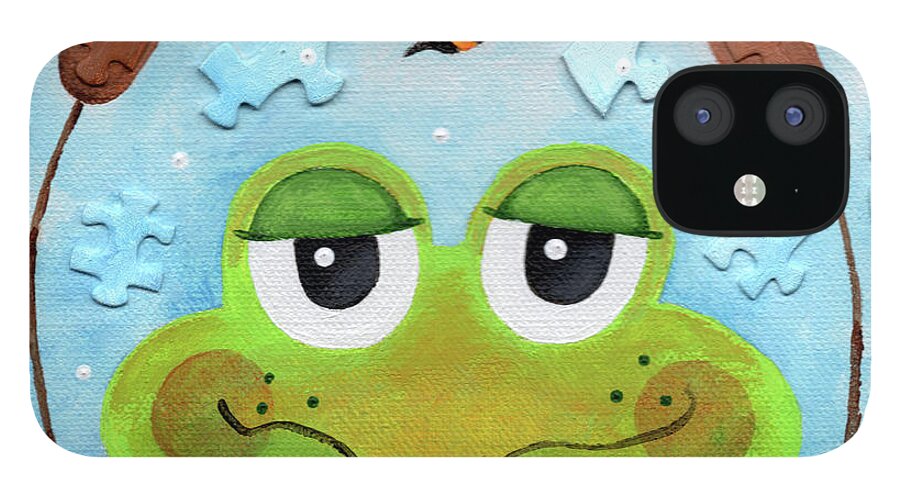 Frog iPhone 12 Case featuring the painting Ribbit by Annie Troe