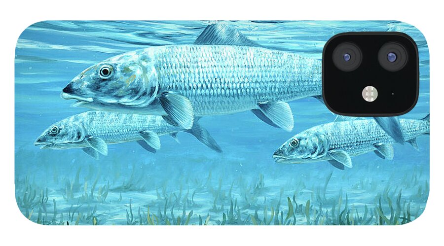 Bonefish iPhone 12 Case featuring the painting Ride the Tide by Guy Crittenden