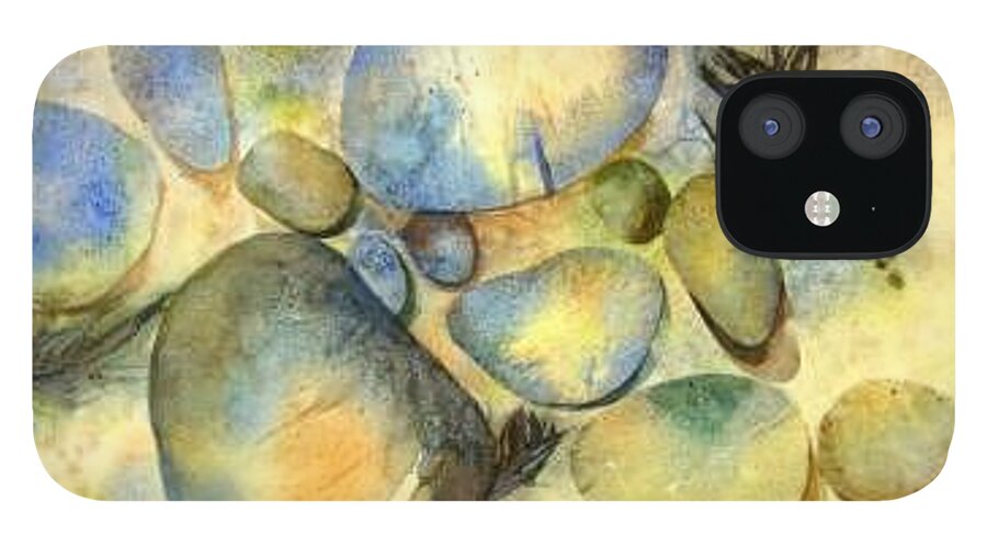 Rocks And Feathers iPhone 12 Case featuring the painting Rocks And Feather by Marlene Gremillion