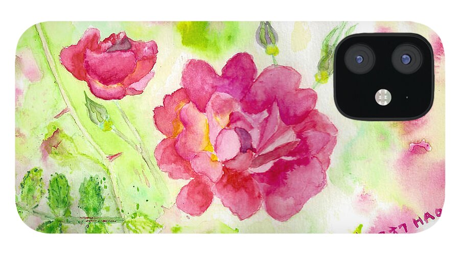 Roses iPhone 12 Case featuring the painting Roses by Helian Cornwell