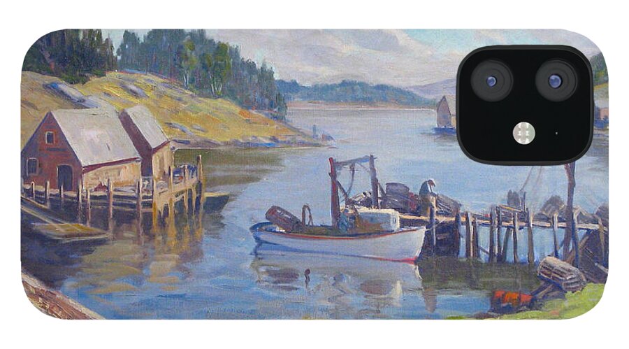 Round Pond iPhone 12 Case featuring the painting Round Pond by Lin Grosvenor