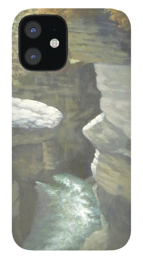 Appalachian Mountains iPhone 12 Case featuring the painting Rushing River by Phyllis Andrews