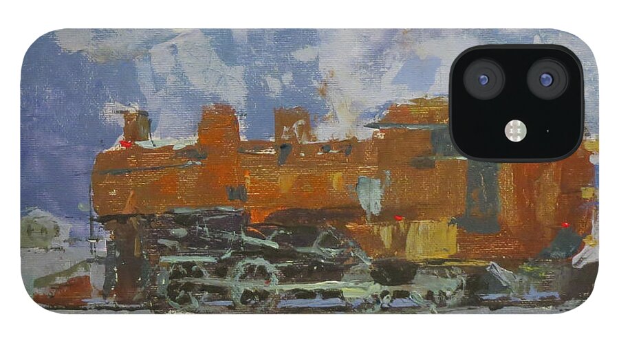 Steam Locomotive iPhone 12 Case featuring the painting Rusty Loco by David Gilmore