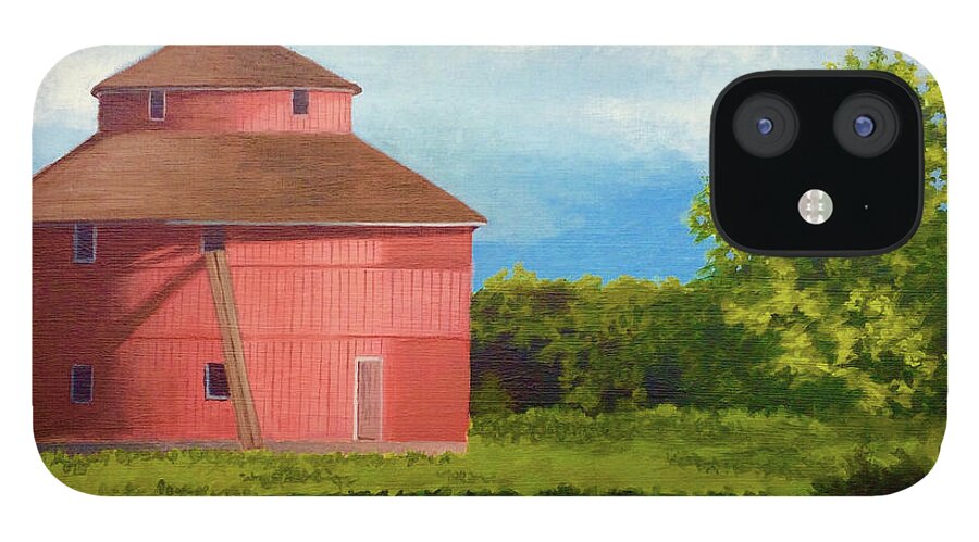 Art iPhone 12 Case featuring the painting Saginaw Round Barn by Dustin Miller