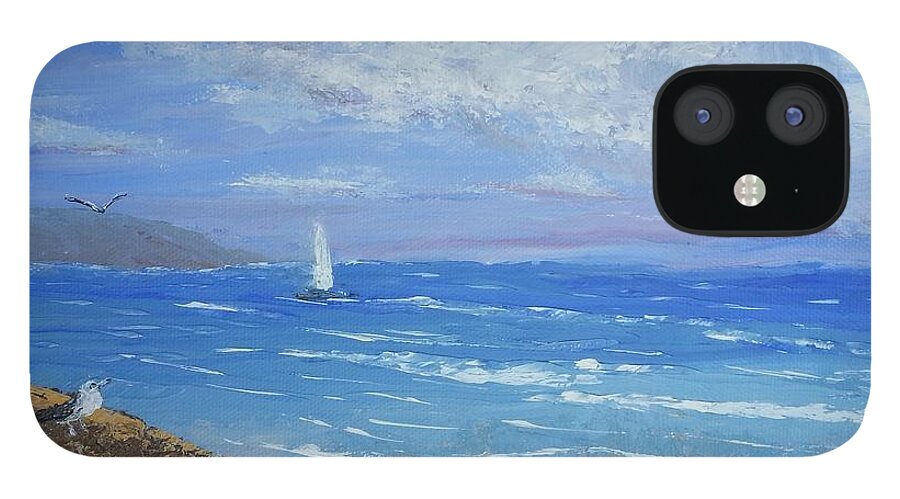 Palette Knife Painting iPhone 12 Case featuring the painting Sailing Away by Mishel Vanderten