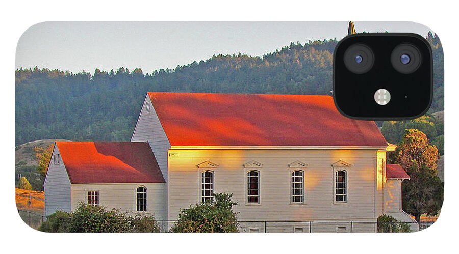 Landscape iPhone 12 Case featuring the photograph St. Mary's Church at Sunset by Joyce Creswell