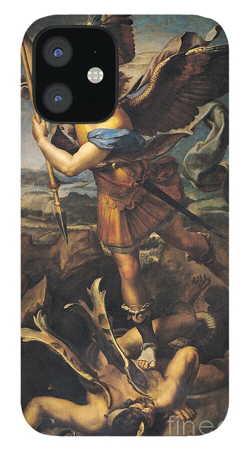 Michael iPhone 12 Case featuring the painting Saint Michael Overwhelming the Demon by Raphael