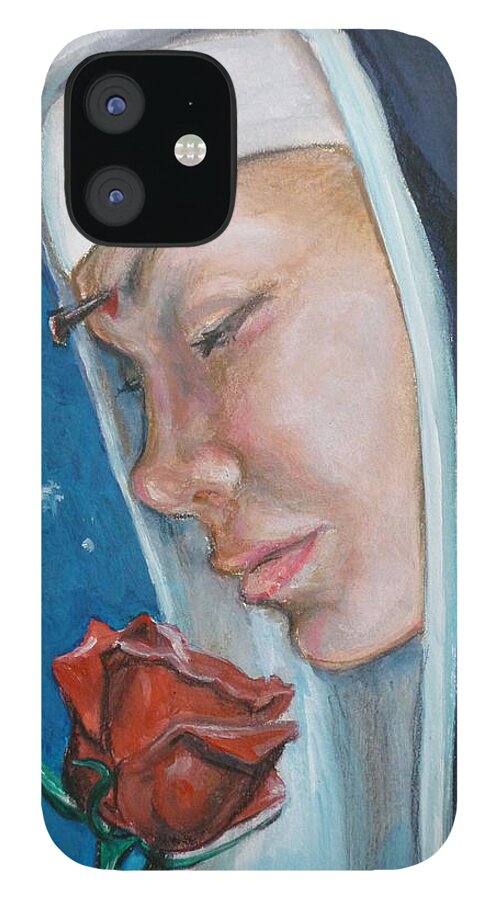Saint Rita iPhone 12 Case featuring the painting Saint Rita of Cascia by Bryan Bustard