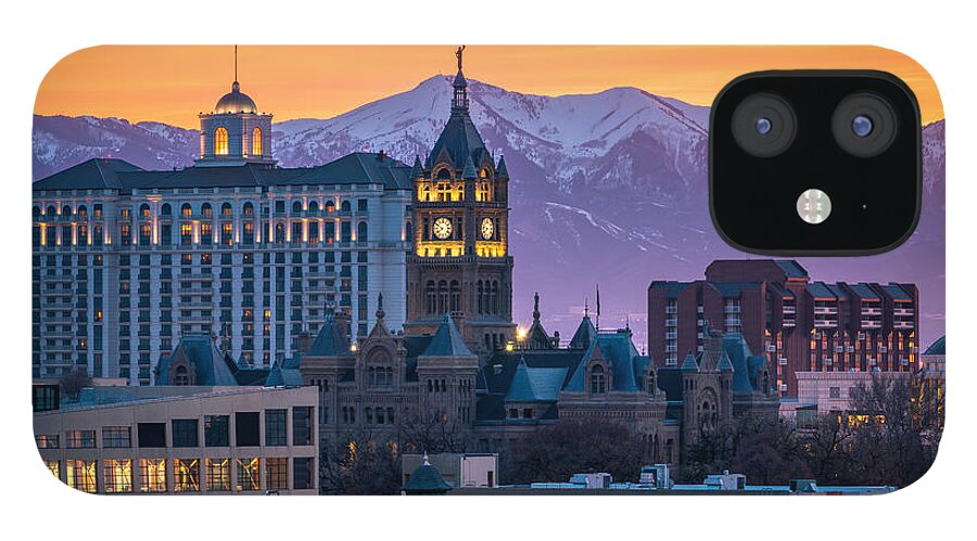Salt Lake City iPhone 12 Case featuring the photograph Salt Lake City Hall at Sunset by James Udall