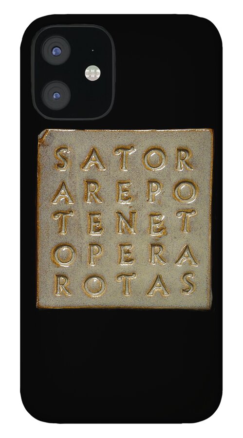 Richard Reeve iPhone 12 Case featuring the ceramic art Sator Square Stone by Richard Reeve