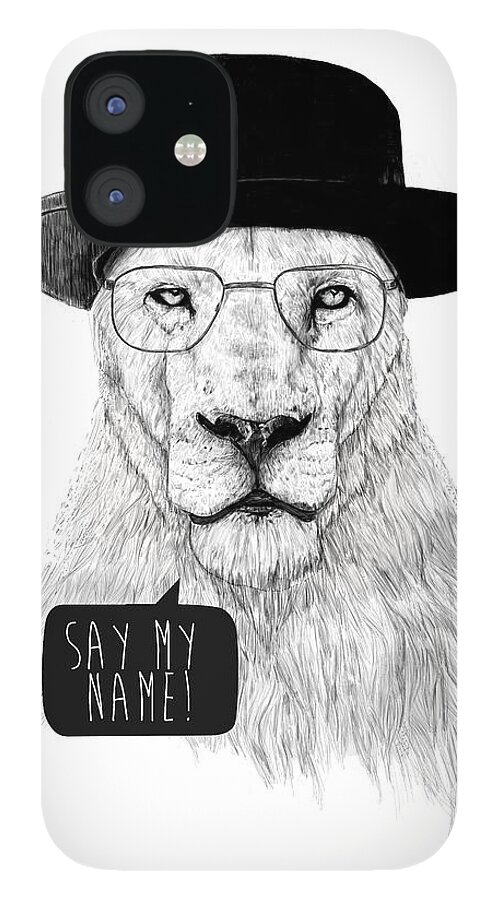 Lion iPhone 12 Case featuring the mixed media Say my name by Balazs Solti