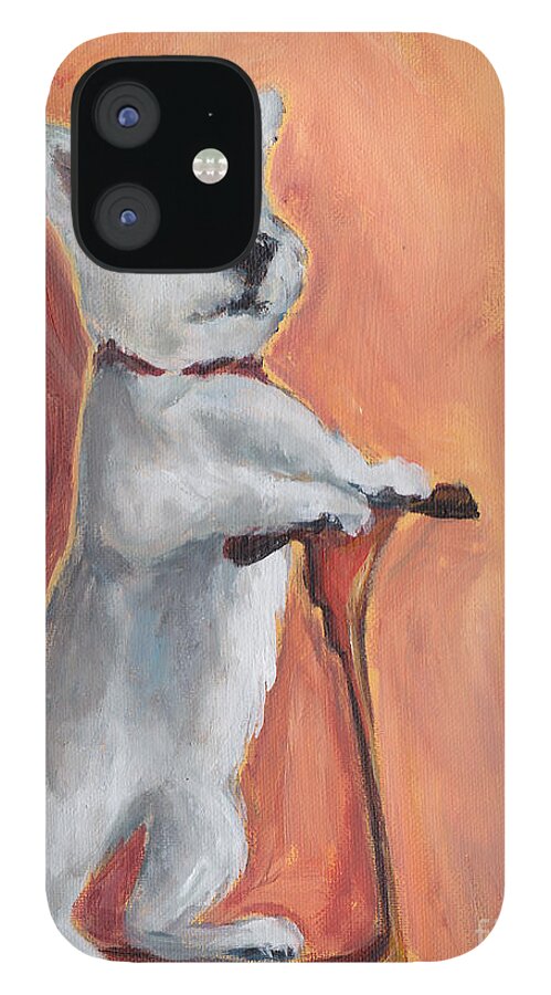 Westie iPhone 12 Case featuring the painting Scooter by Robin Wiesneth
