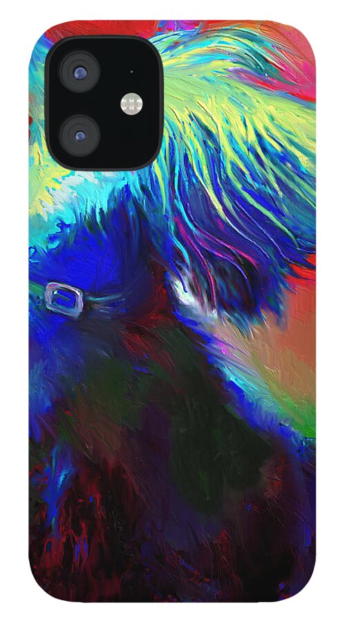 Scottish Terrier Painting iPhone 12 Case featuring the painting Scottish Terrier Dog painting by Svetlana Novikova